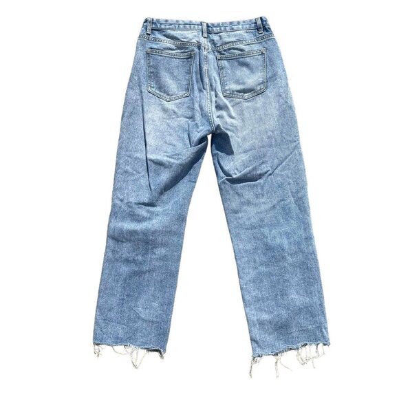 Momokrom Lightwash Distressed High Waisted Straight Leg Jeans 32in Waist - Picture 5 of 5